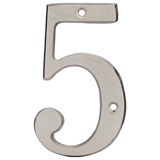 4 In. House Number 5, Solid Brass