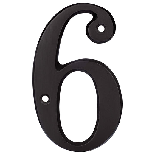 4 In. House Number 6, Solid Brass