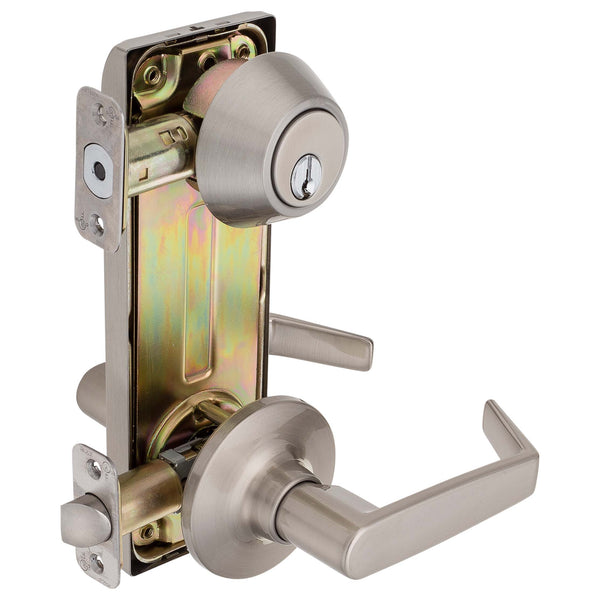 Interconnected Door Lock Reversible Passage Lever - Satin Nickel
