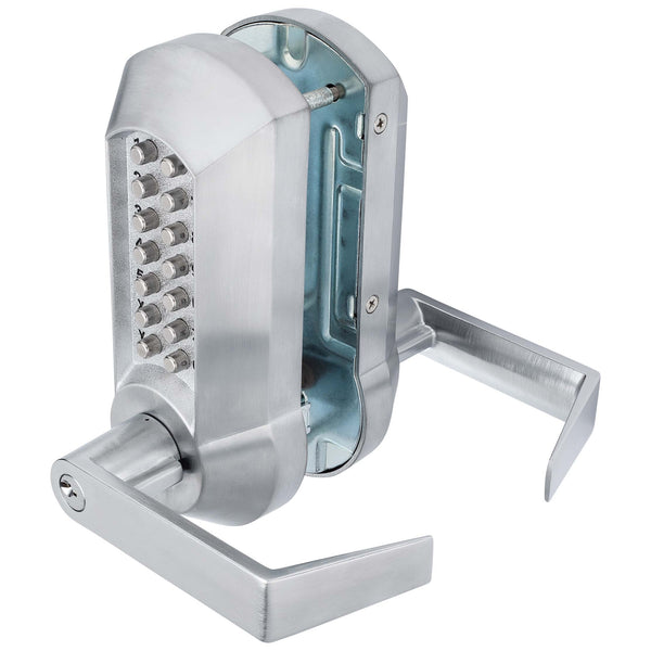 Mechanical Keyless Double Sided Door Lever Set - Satin Chrome