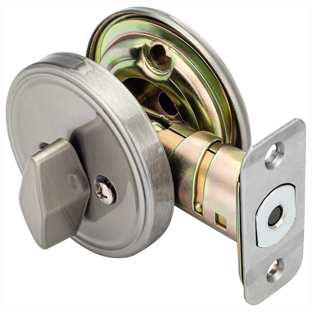 Deadbolt Rod Single Sided Keyless Deadbolt With Exterior Plate - Satin Nickel Finish ...