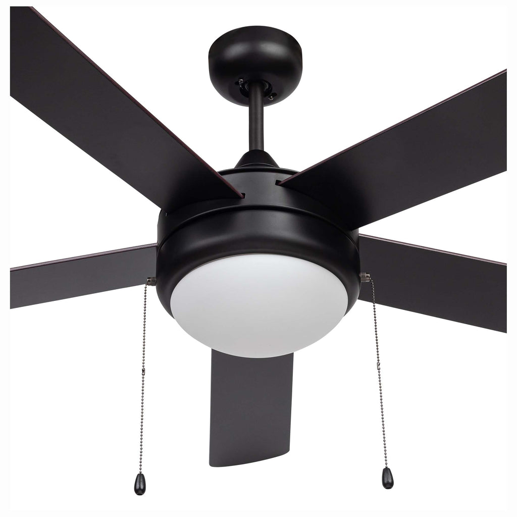 Ceiling Fan With 2 LED Bulbs 52 In. 5 Blades Matte Black Harney
