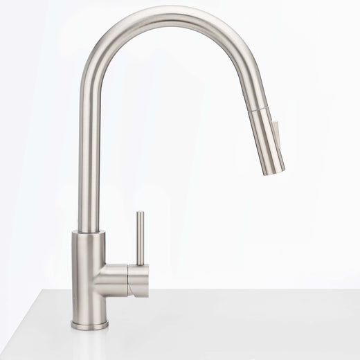 Kitchen Sink Faucet Contemporary / Modern, Pull Down Spray, 16 1/2 In, High