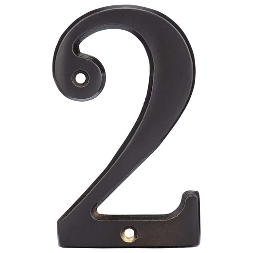 4 In. House Number 2, Solid Brass