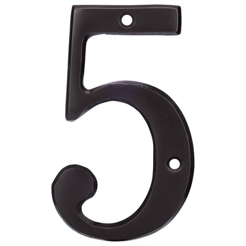4 In. House Number 5, Solid Brass