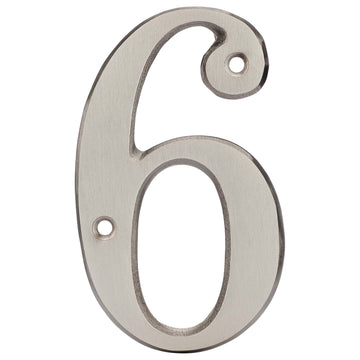 4 In. House Number 6, Solid Brass