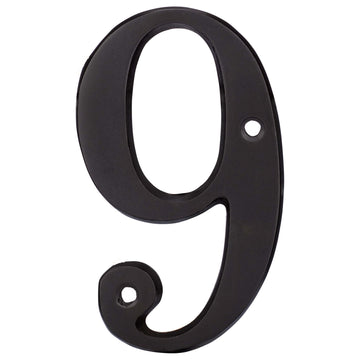4 In. House Number 9, Solid Brass