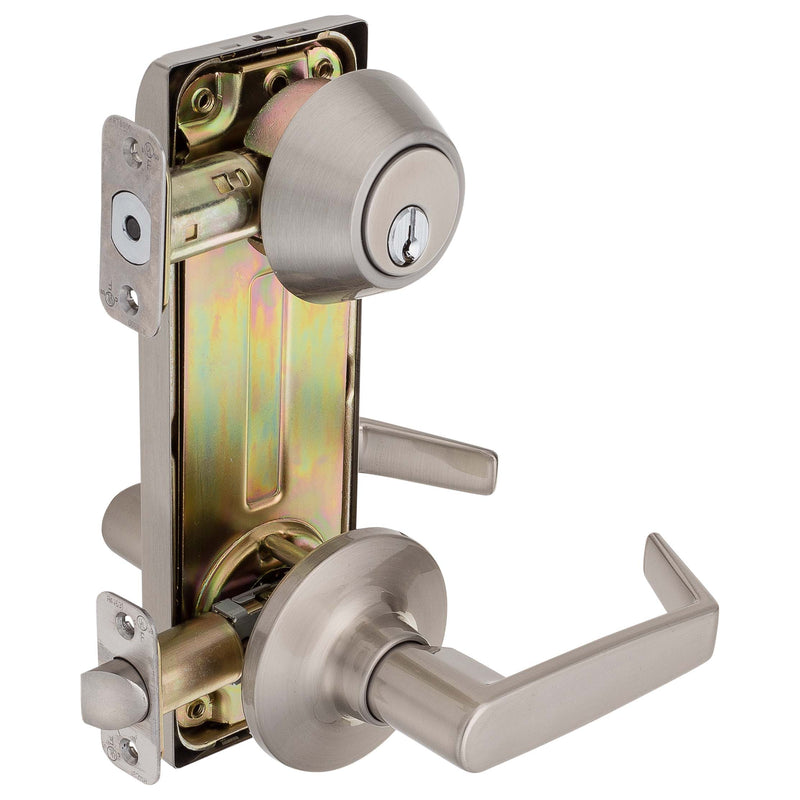 Interconnected Door Lock Reversible Passage Lever - Satin Nickel