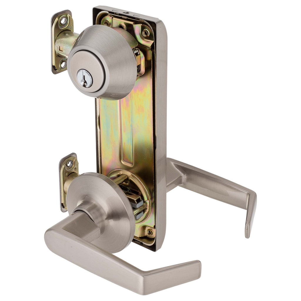 Interconnected Door Lock Reversible Passage Lever - Satin Nickel ...