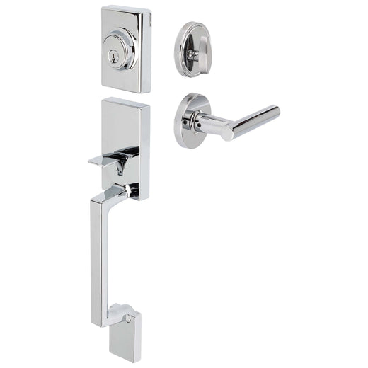 Front Door Handleset With Interior Reversible Lever Contemporary Style Riley Collection