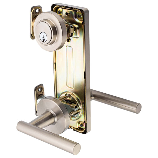 Interconnected Door Lock Reversible Passage Lever, UL Fire Rated, ANSI 2, Contemporary Style Riley Collection