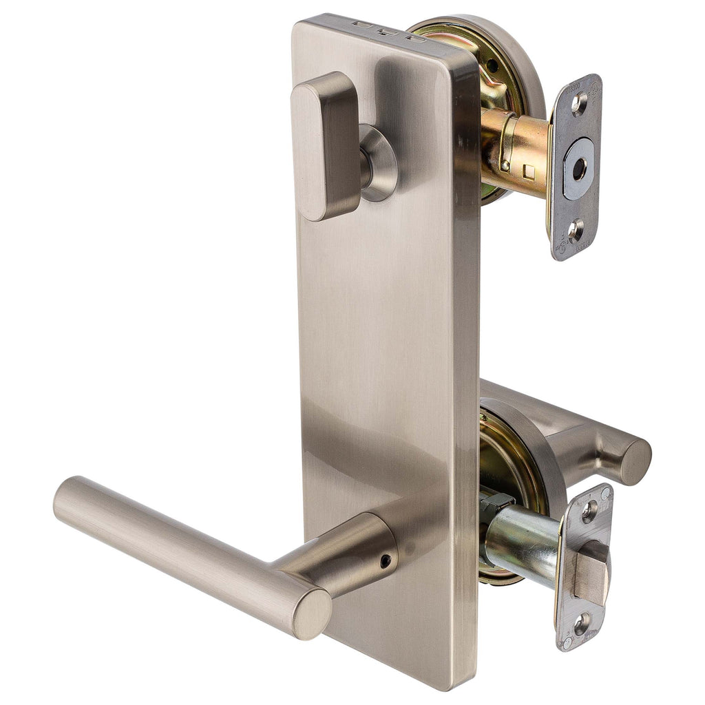 Interconnected Door Lock Reversible Passage Lever Satin Nickel