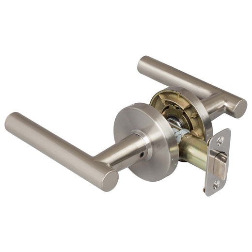 Image Of Door Lever Set Closet / Hall / Passage Function Contemporary Style Riley Collection - Satin Nickel Finish - Harney Hardware