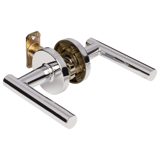 Image Of Door Lever Set Closet / Hall / Passage Function Contemporary Style Riley Collection - Chrome Finish - Harney Hardware