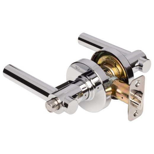 Image Of Door Lever Set Keyed / Entry Function Contemporary Style Riley Collection - Chrome Finish - Harney Hardware
