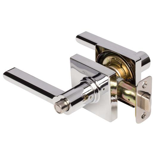 Image Of Door Lever Set Bed / Bath / Privacy Function Contemporary Style Harper Collection - Chrome Finish - Harney Hardware