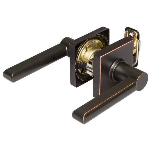 Image Of Door Lever Set Closet / Hall / Passage Function Contemporary Style Harper Collection - Venetian Bronze Finish - Harney Hardware