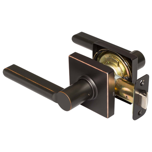 Image Of Door Lever Set Closet / Hall / Passage Function Contemporary Style Harper Collection - Venetian Bronze Finish - Harney Hardware