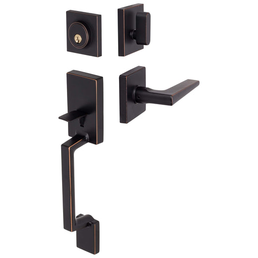 Front Door Handleset With Interior Reversible Lever Contemporary Style Harper Collection