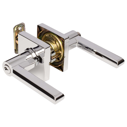 Image Of Door Lever Set Keyed / Entry Function Contemporary Style Harper Collection - Chrome Finish - Harney Hardware