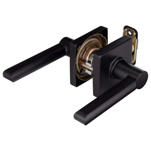 Image Of Door Lever Set Closet / Hall / Passage Function Contemporary Style Harper Collection - Matte Black Finish - Harney Hardware