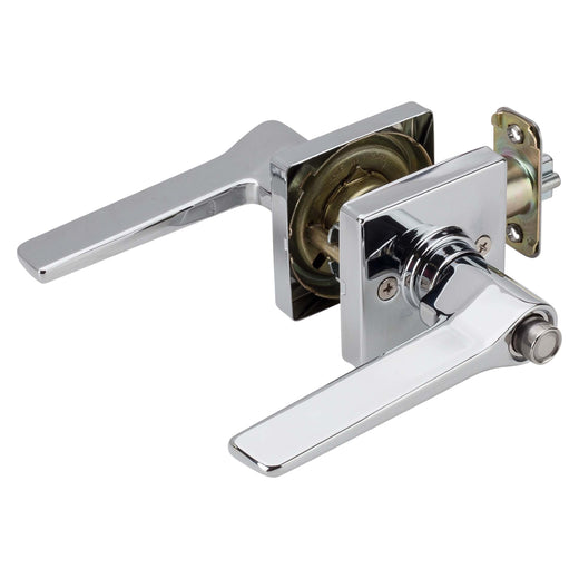 Image Of Door Lever Set Keyed / Entry Function Contemporary Style Palm Collection - Chrome Finish - Harney Hardware