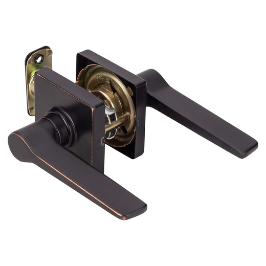 Image Of Door Lever Set Closet / Hall / Passage Function Contemporary Style Palm Collection - Venetian Bronze Finish - Harney Hardware