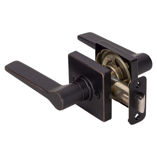 Image Of Door Lever Set Closet / Hall / Passage Function Contemporary Style Palm Collection - Venetian Bronze Finish - Harney Hardware