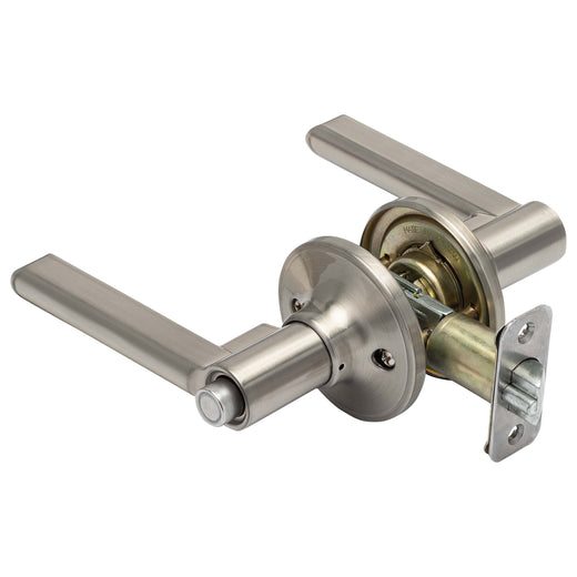 Image Of Door Lever Set Keyed / Entry Function Contemporary Style Fallon Collection - Satin Nickel Finish - Harney Hardware
