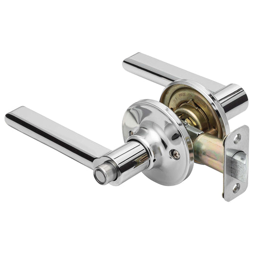 Image Of Door Lever Set Bed / Bath / Privacy Function Contemporary Style Fallon Collection - Chrome Finish - Harney Hardware