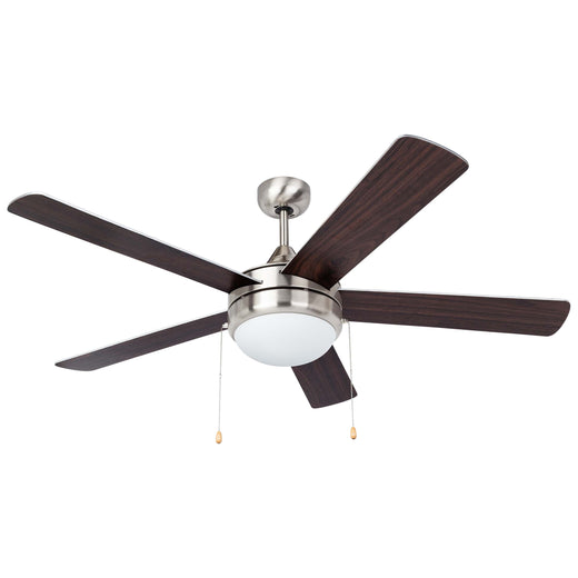 Ceiling Fan With LED Light Kit 52 In. 5 Blades, Silver / Dark Walnut,  Contemporary Style