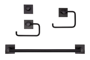 Image Of Daytona Matte Black Bathroom Hardware Set - Matte Black Finish - Harney Hardware